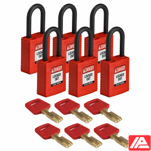 Ασφαλές κλειδί Λουκέτα - Νάιλον — NYL-RED-38PL-KD6PK